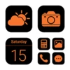 orange black theme android application logo